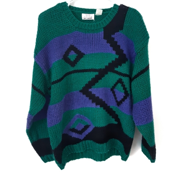 Vintage Sweaters - Vintage Green and Purple Knit Sweater Vintage Sweaters - Vintage Green and Purple Knit Sweater